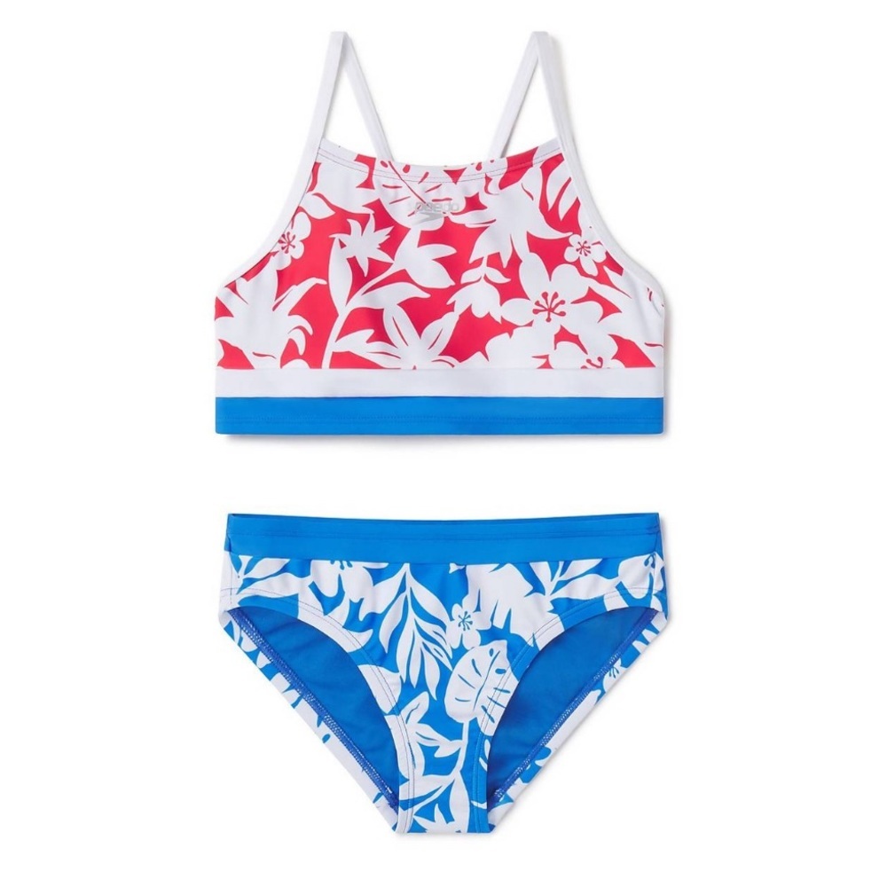 Speedo Block Print Bikini Set Big Girls Size 16